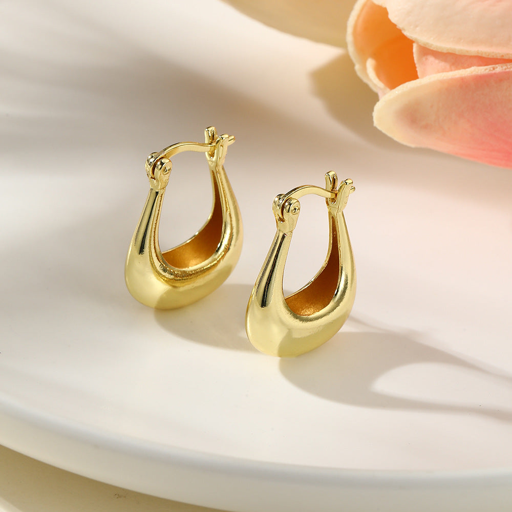 1 Pair IG Style U Shape Copper 18K Gold Plated Earrings