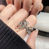 Wholesale IG Style Bow Knot Copper Plating Inlay Artificial Pearls Rhinestones Open Rings