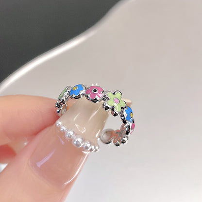 Wholesale IG Style Geometric Copper Enamel Plating Inlay Rhinestones Open Rings