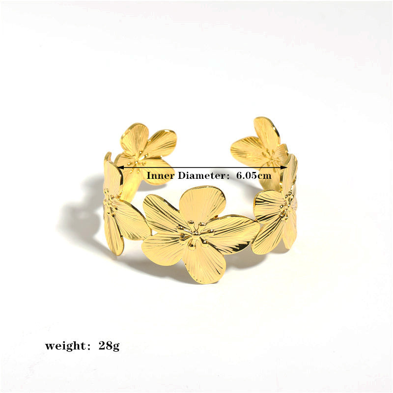 Copper Casual Elegant Flower Plating Bangle