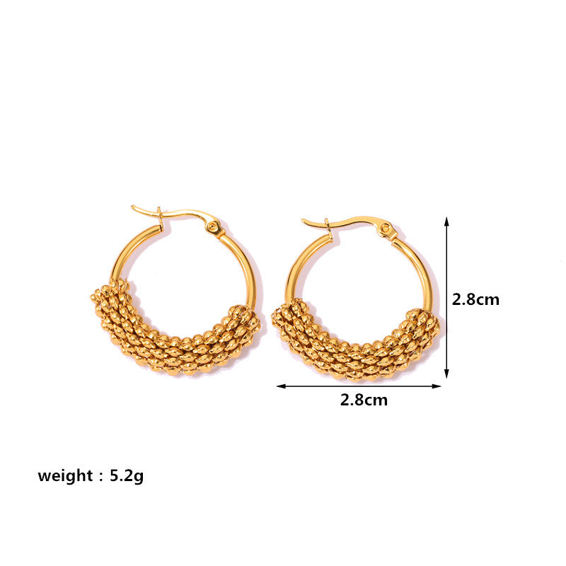 1 Pair Casual Simple Style Geometric Plating Mesh Stainless Steel Hoop Earrings