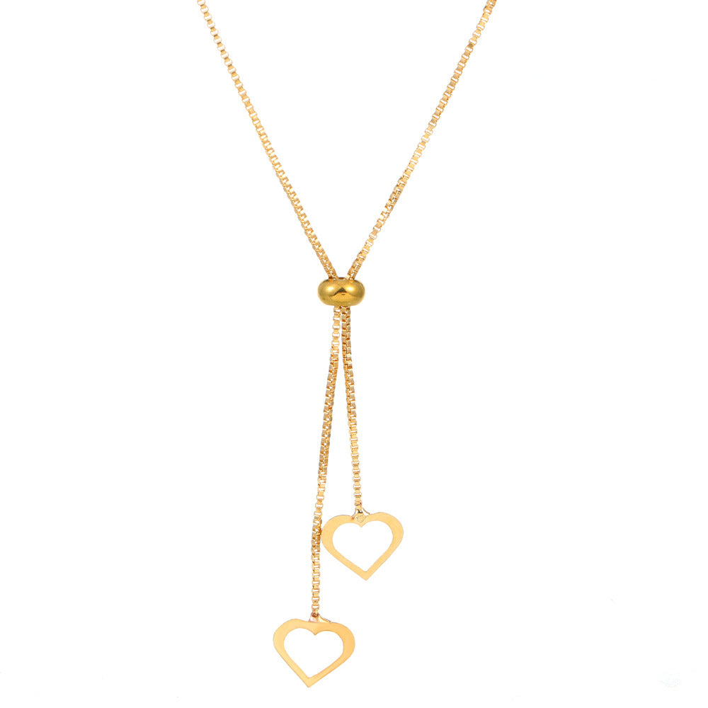 Titanium Steel Gold Plated Simple Style Classic Style Heart Shape Plating Pendant Necklace