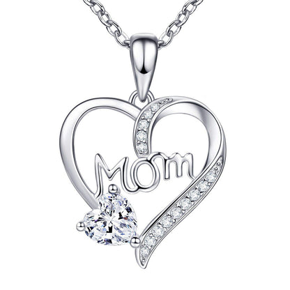 Copper IG Style MAMA Sweet Letter Heart Shape Plating Hollow Out Inlay Zircon Pendant Necklace