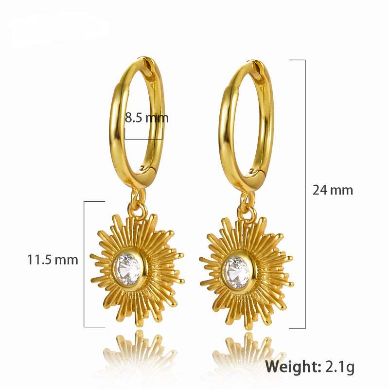 1 Pair Elegant Vintage Style Flower Plating Inlay Sterling Silver Zircon 18K Gold Plated White Gold Plated Drop Earrings