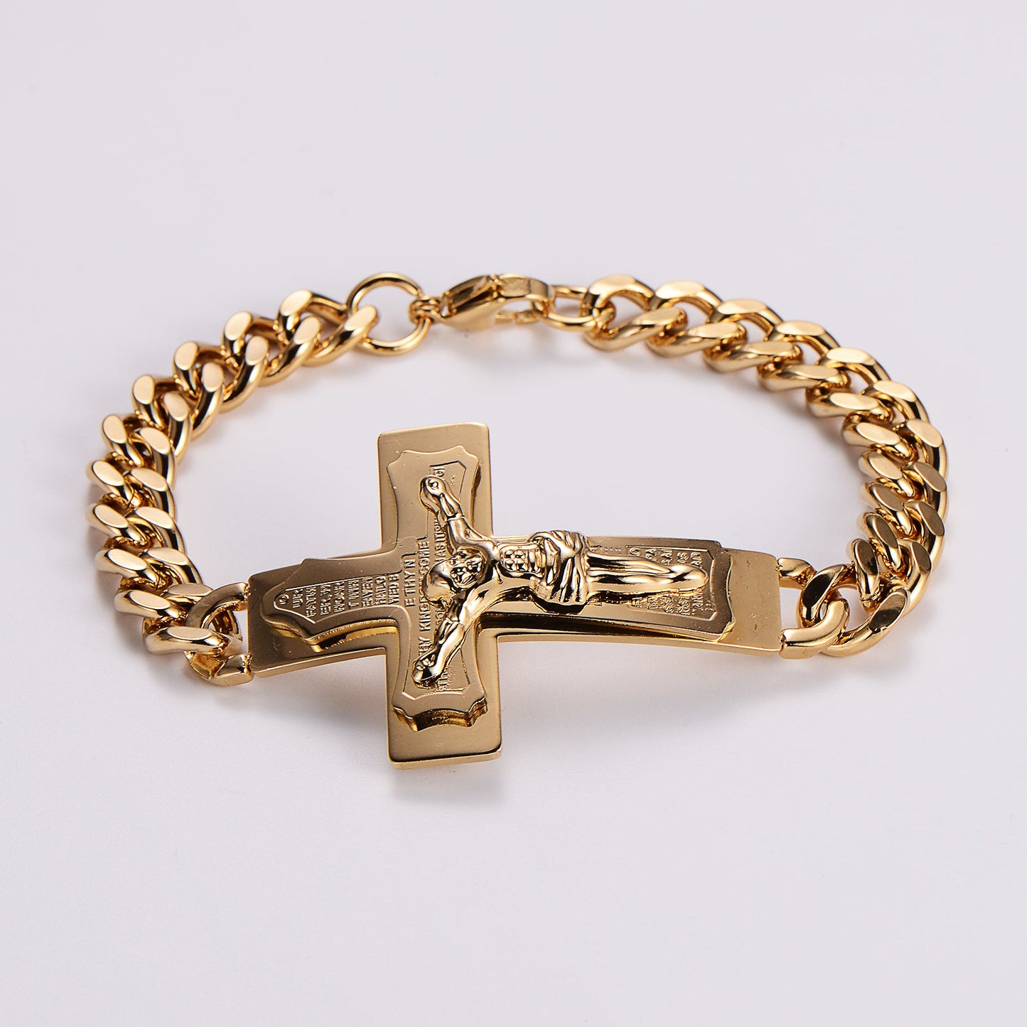 Stainless Steel Hip-Hop Human Cross Plating Bracelets