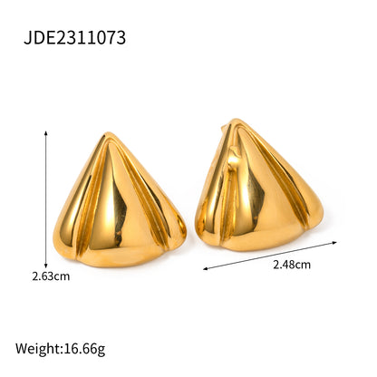 1 Pair IG Style Triangle Polishing Stainless Steel 18K Gold Plated Ear Studs