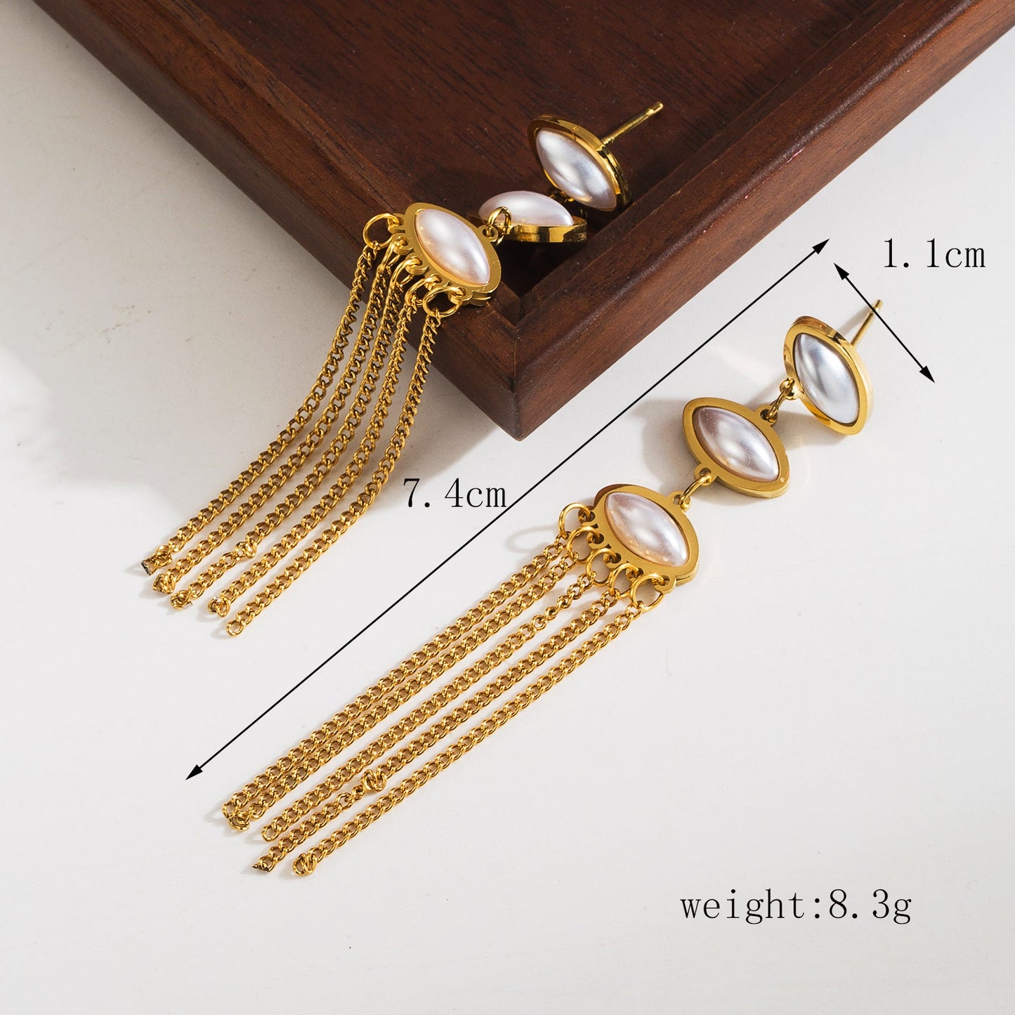 1 Pair Simple Style Asymmetrical Plating Inlay Stainless Steel Rhinestones Pearl 18K Gold Plated Drop Earrings