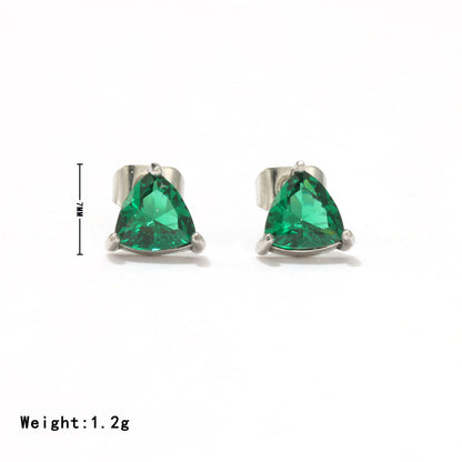 1 Pair Simple Style Triangle Inlay Stainless Steel Zircon White Gold Plated Gold Plated Ear Studs