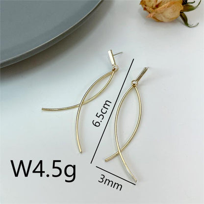 1 Pair IG Style Simple Style Lines Plating Copper 18K Gold Plated Drop Earrings