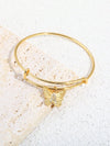 Copper 18K Gold Plated IG Style Letter Heart Shape Butterfly Inlay Zircon Bangle