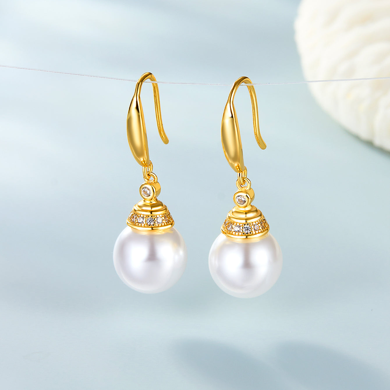 1 Pair Elegant Wedding Pastoral Round Inlay Imitation Pearl Pearl Zircon White Gold Plated Gold Plated Ear Studs Ear Hook