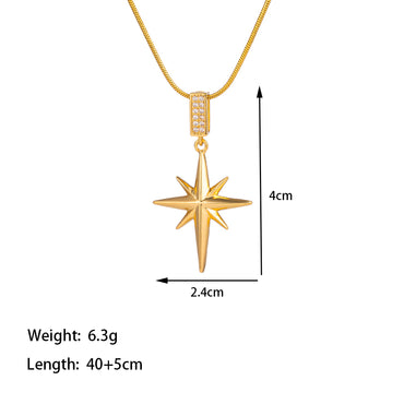 Titanium Steel 18K Gold Plated Simple Style Star Inlay Zircon Pendant Necklace