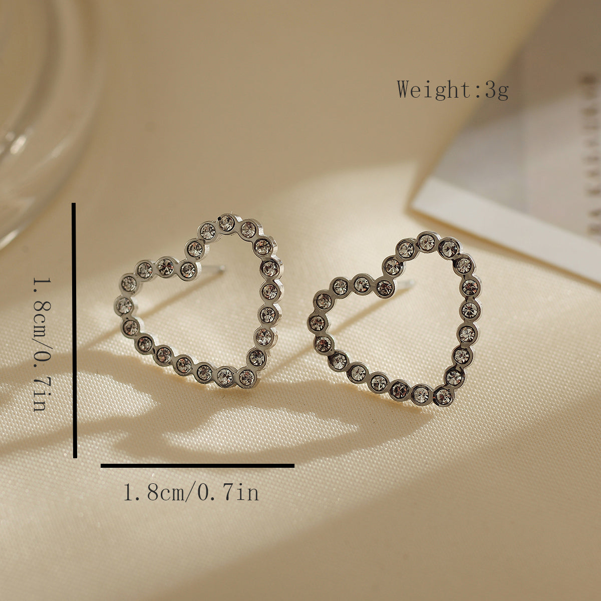 1 Pair Simple Style Heart Shape Inlay Stainless Steel Zircon 18K Gold Plated Earrings