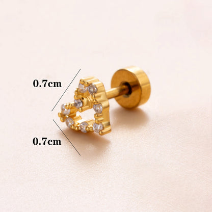 1 Piece Ear Cartilage Rings & Studs Classic Style Geometric Stainless Steel Copper Polishing Plating Inlay Zircon 18K Gold Plated Ear Cartilage Rings & Studs