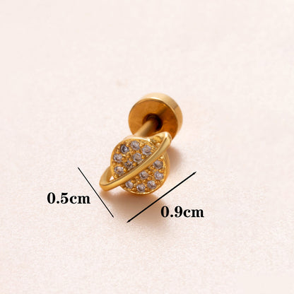 1 Piece Ear Cartilage Rings & Studs Classic Style Geometric Stainless Steel Copper Polishing Plating Inlay Zircon 18K Gold Plated Ear Cartilage Rings & Studs