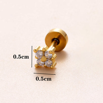 1 Piece Ear Cartilage Rings & Studs Classic Style Geometric Stainless Steel Copper Polishing Plating Inlay Zircon 18K Gold Plated Ear Cartilage Rings & Studs