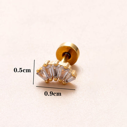 1 Piece Ear Cartilage Rings & Studs Classic Style Geometric Stainless Steel Copper Polishing Plating Inlay Zircon 18K Gold Plated Ear Cartilage Rings & Studs