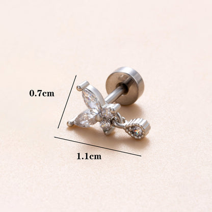 1 Piece Ear Cartilage Rings & Studs Classic Style Geometric Stainless Steel Copper Polishing Plating Inlay Zircon 18K Gold Plated Ear Cartilage Rings & Studs