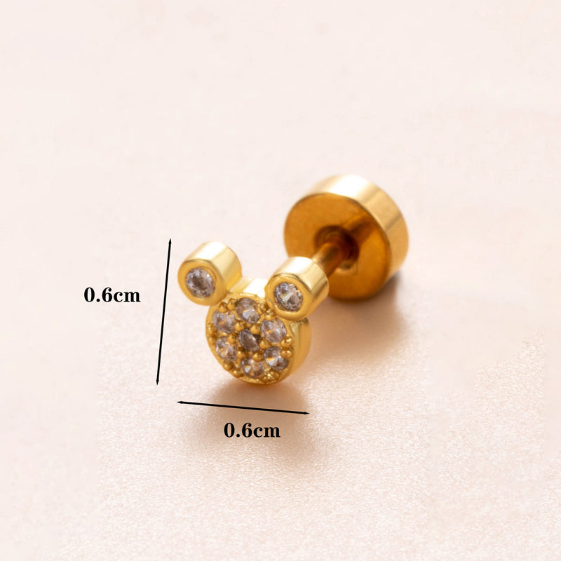 1 Piece Classic Style Heart Shape Polishing Plating Stainless Steel Copper Zircon 18K Gold Plated Ear Studs