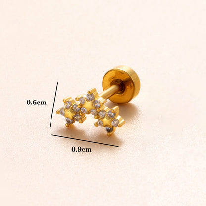 1 Piece Classic Style Heart Shape Polishing Plating Stainless Steel Copper Zircon 18K Gold Plated Ear Studs