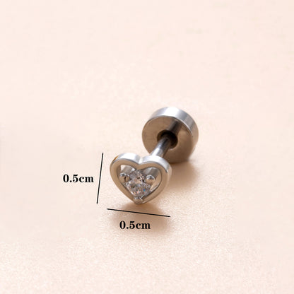 1 Piece Classic Style Heart Shape Polishing Plating Stainless Steel Copper Zircon 18K Gold Plated Ear Studs