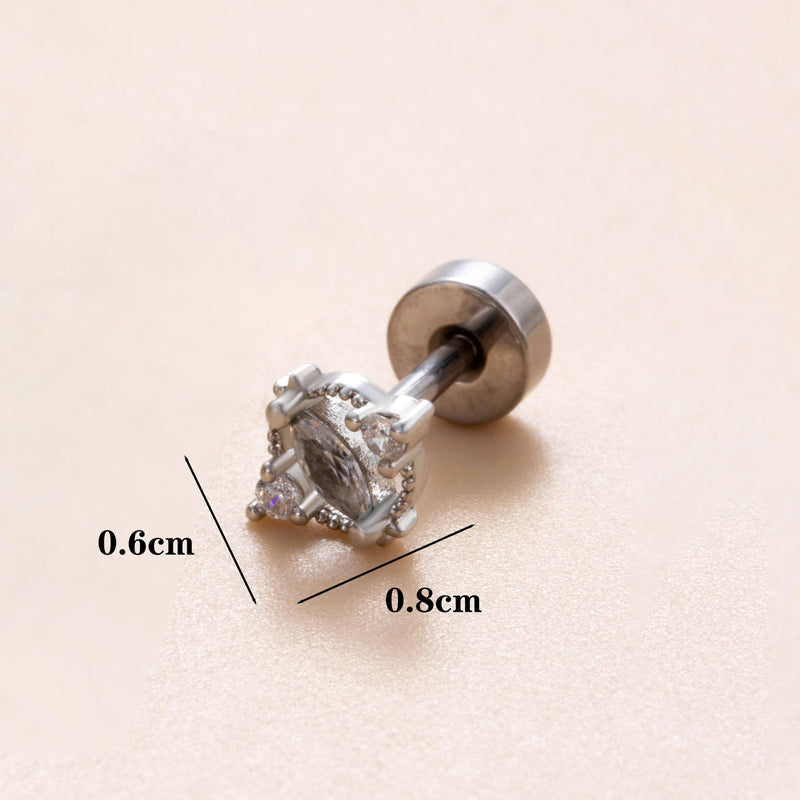 1 Piece Classic Style Heart Shape Polishing Plating Stainless Steel Copper Zircon 18K Gold Plated Ear Studs