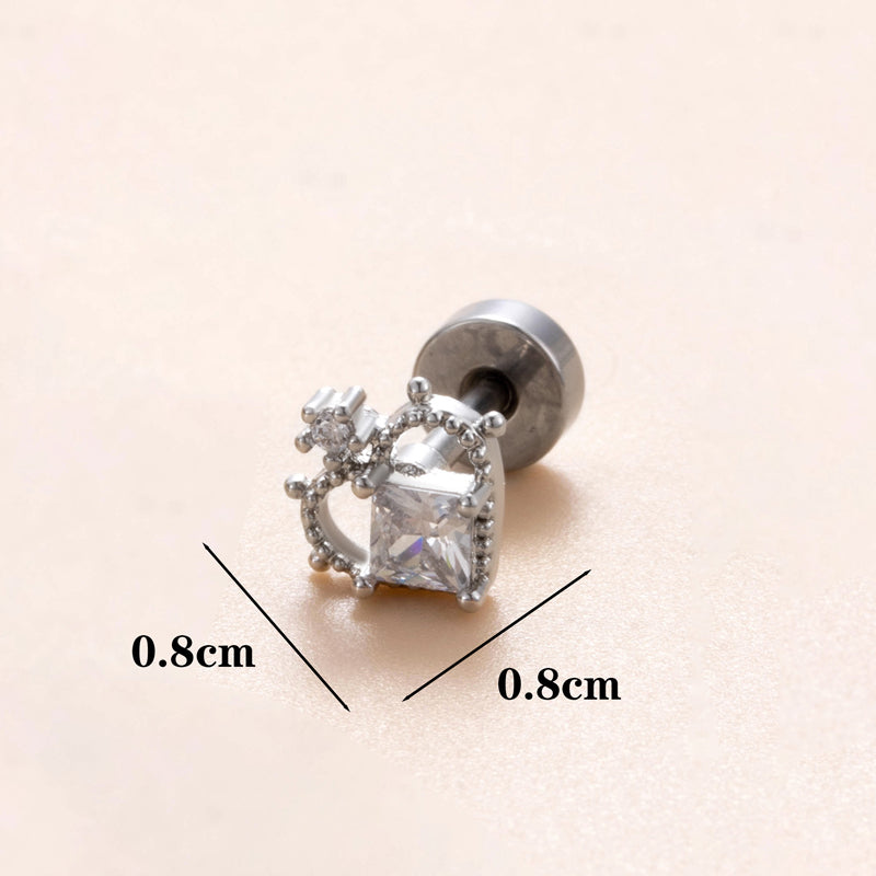 1 Piece Classic Style Heart Shape Polishing Plating Stainless Steel Copper Zircon 18K Gold Plated Ear Studs