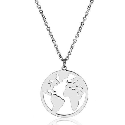 Stainless Steel 18K Gold Plated Simple Style Map Hollow Out Pendant Necklace Necklace