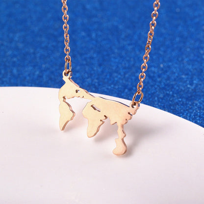 Stainless Steel 18K Gold Plated Simple Style Map Hollow Out Pendant Necklace Necklace