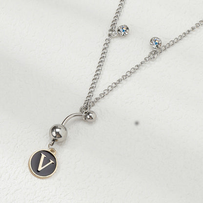 Classic Style Shiny Letter Stainless Steel Inlay Artificial Diamond Steel Color Unisex Waist Chain