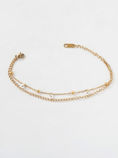 Stainless Steel 18K Gold Plated Simple Style Solid Color Bracelets