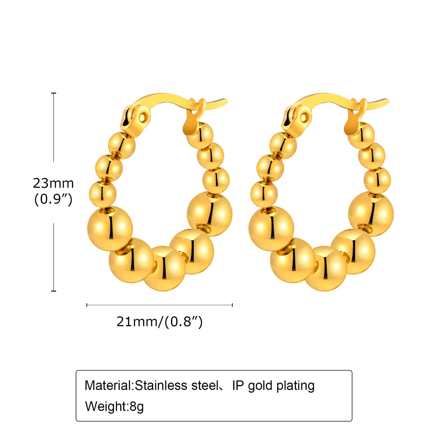 1 Pair IG Style Geometric Stainless Steel 18K Gold Plated Earrings