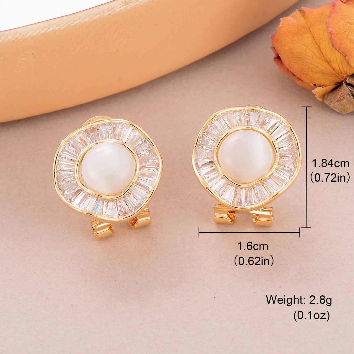 1 Pair Elegant Shiny Pentagram Pearl Artificial Pearl Copper Zircon 18K Gold Plated Ear Studs