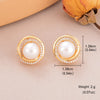 1 Pair Elegant Shiny Pentagram Pearl Artificial Pearl Copper Zircon 18K Gold Plated Ear Studs