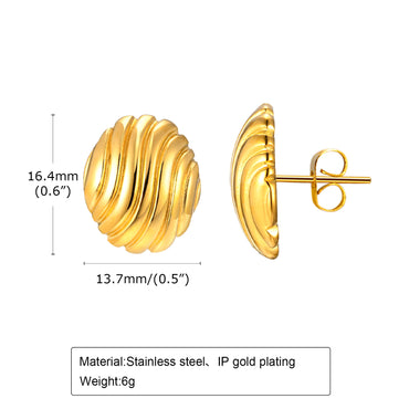 1 Pair Simple Style Shell Stainless Steel 18K Gold Plated Ear Studs