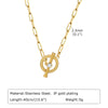 Stainless Steel Copper 18K Gold Plated IG Style Round Heart Shape Flower Toggle Inlay Shell Zircon Necklace