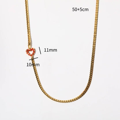 Elegant Classic Style Heart Shape Stainless Steel Copper 18k Gold Plated Pendant Necklace In Bulk