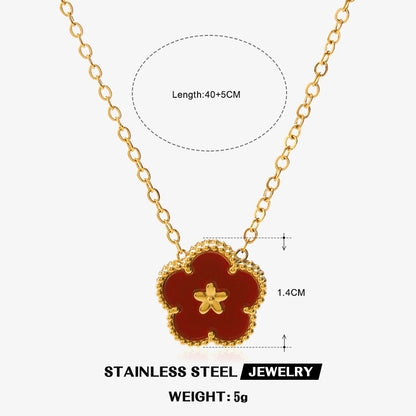 Stainless Steel 18K Gold Plated IG Style Flower Inlay Shell Necklace