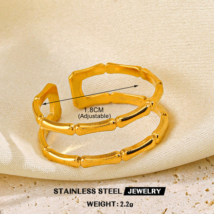 Stainless Steel 18K Gold Plated Simple Style Bamboo Rings Bracelets