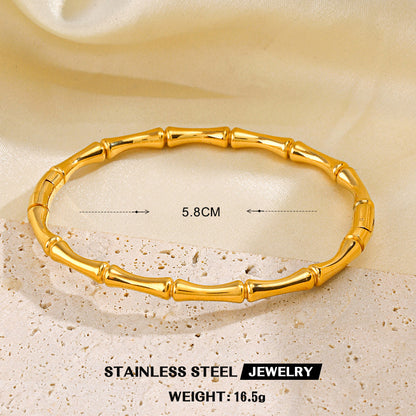 Stainless Steel 18K Gold Plated Simple Style Bamboo Rings Bracelets