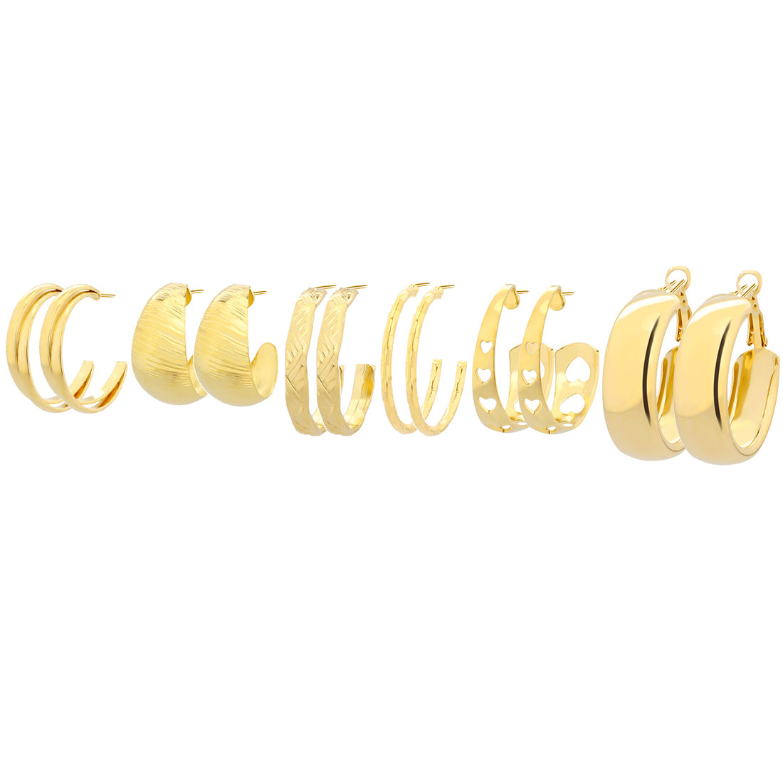 1 Set Sweet Simple Style Round Heart Shape Plating Iron Gold Plated Ear Studs