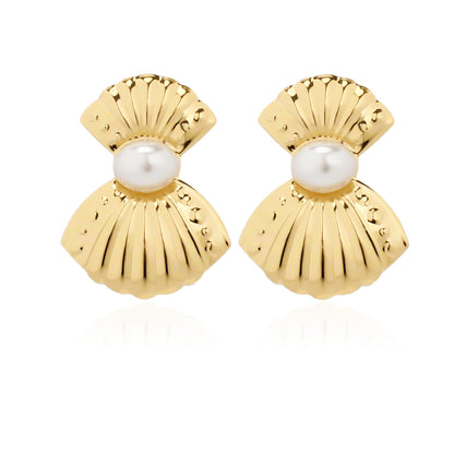 1 Pair Elegant Sweet Shell Plating Iron Gold Plated Drop Earrings