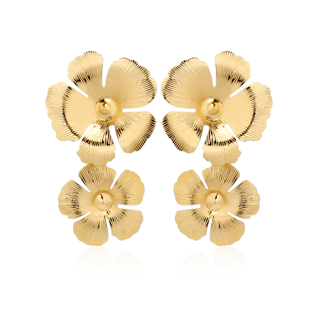 1 Pair Elegant Sweet Commute Flower Plating Iron Gold Plated Drop Earrings