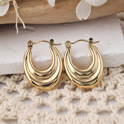 1 Pair IG Style Casual Geometric Stainless Steel 18K Gold Plated Hoop Earrings