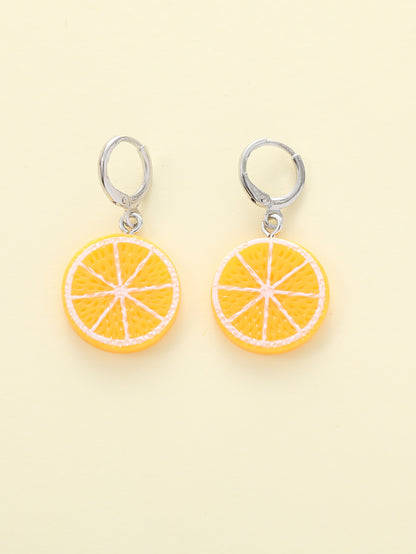 1 Piece Cute Funny Cartoon Orange Alloy Resin Drop Earrings