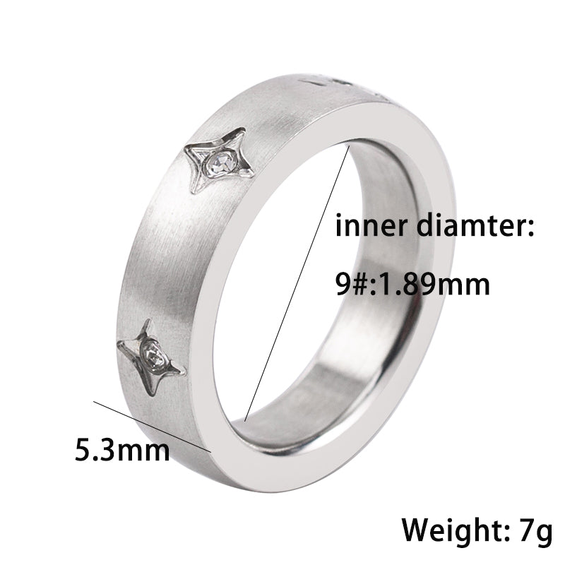 Stainless Steel Simple Style Star Polishing Inlay Rhinestones Rings