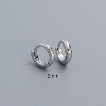 1 Pair Simple Style Round Plating Sterling Silver Hoop Earrings