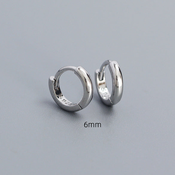 1 Pair Simple Style Round Plating Sterling Silver Hoop Earrings