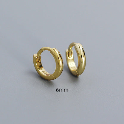 1 Pair Simple Style Round Plating Sterling Silver Hoop Earrings