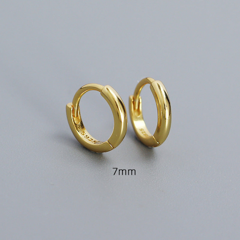 1 Pair Simple Style Round Plating Sterling Silver Hoop Earrings